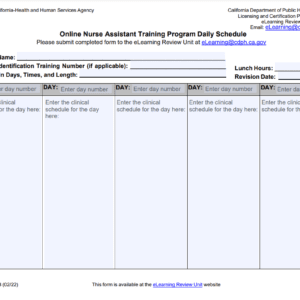 Online Nurse Assistant Training Program registration form with fields for personal and contact information.